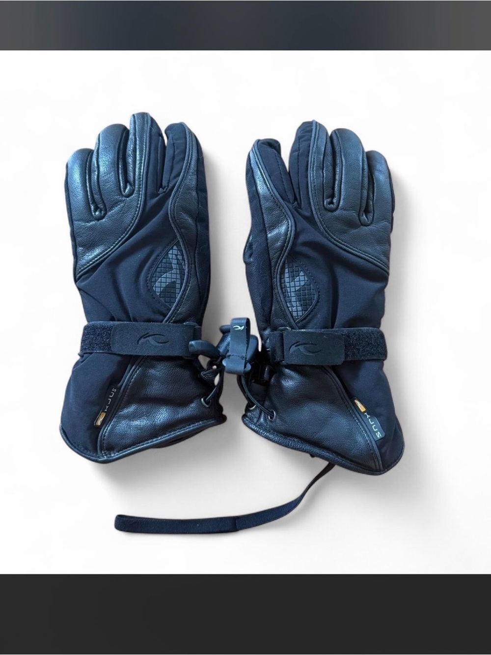Men's Navy Leather Winter Gloves - Insulated Ski Gloves